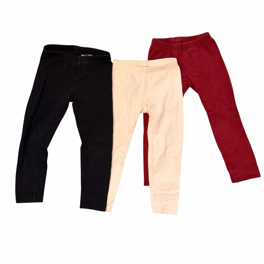 Old Navy Girls' 3-Pack Leggings - Black, Cream & Maroon
